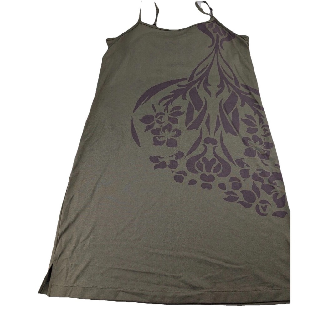 Athleta Built in Bra Dress Women's Small Brown Floral Sleeveless Stretch Dress